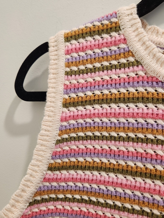 THML Pink Striped Knit Sweater Vest Summer Tank Top - Picture 2 of 4